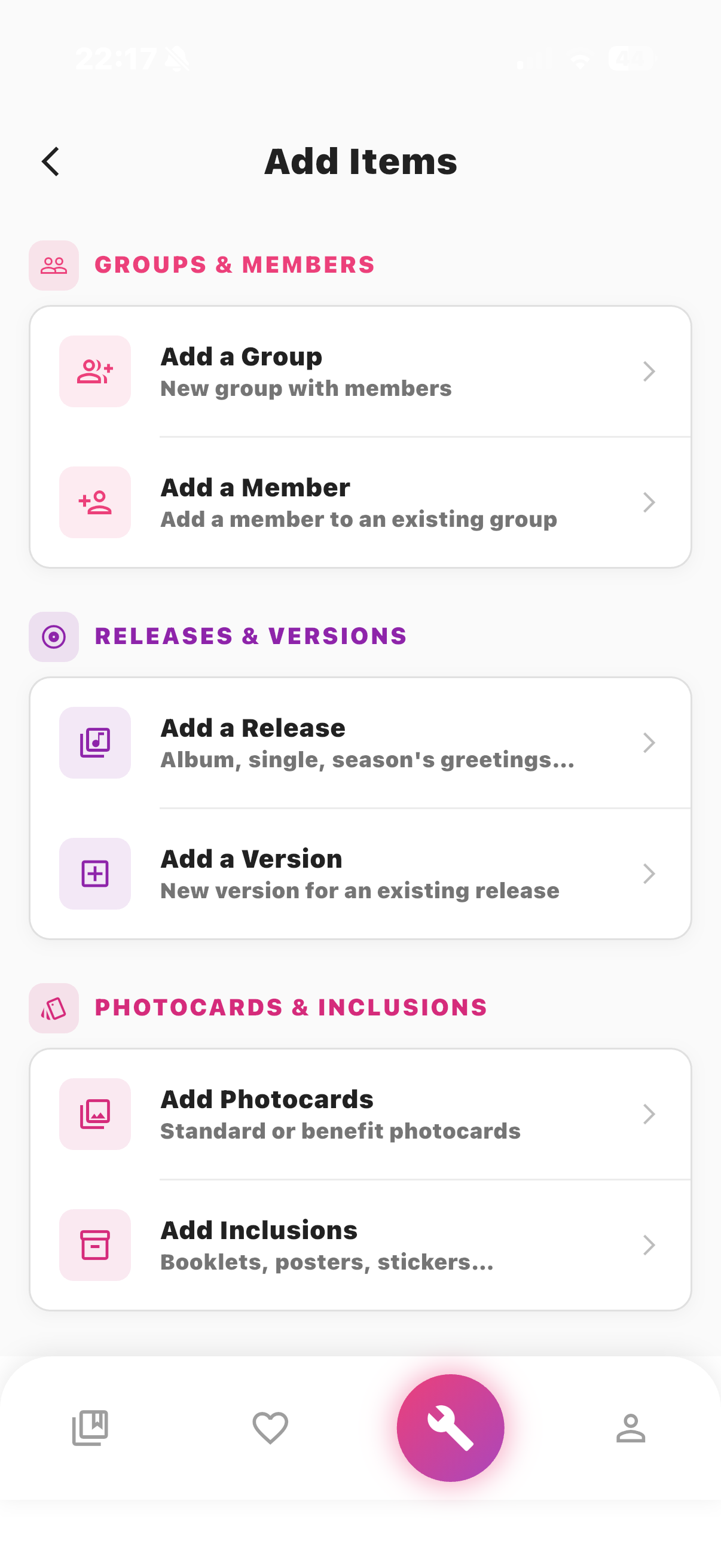 Add items
