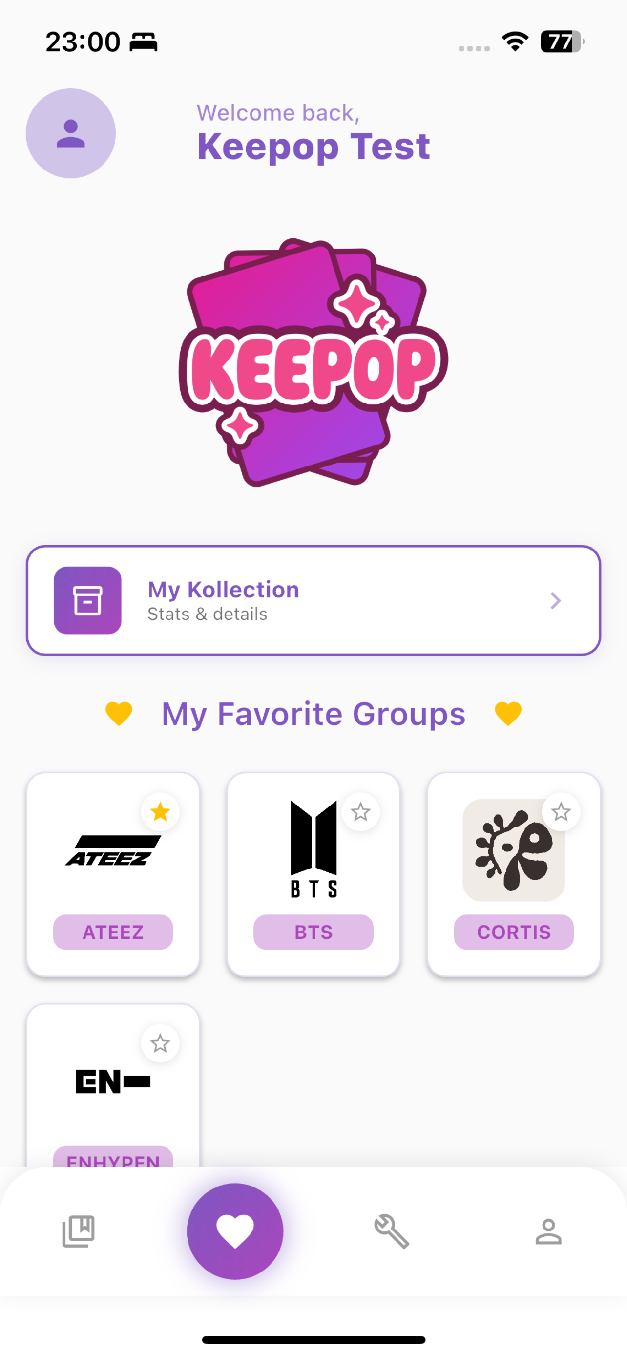 Keepop Home Screen